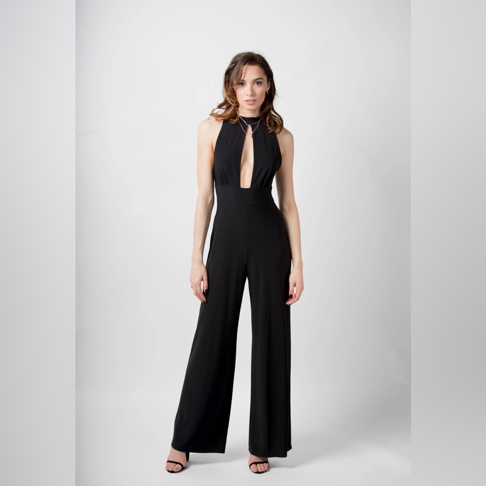 Sleeveless Wide Leg Keyhole Fleabag Jumpsuit With Open Back UK Size 12 NWT